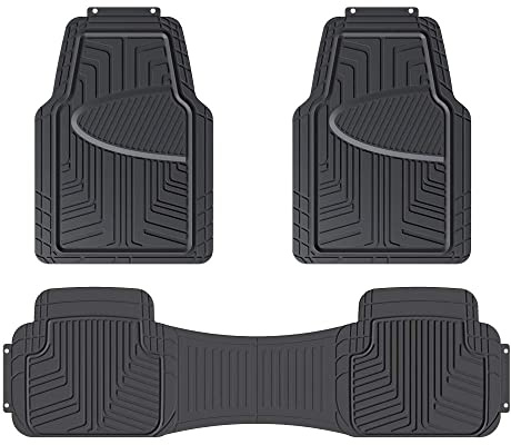 Amazon Basics 3-teilige Gummi-Bodenmatte mit voller Abdeckung für Autos, SUVs und LKWs, schwarz