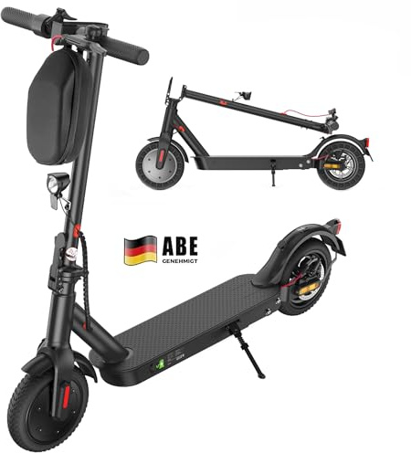 E Scooter mit Straßenzulassung, ABE Elektroroller Belastung bis 120kg, 30 km Reichweite, LED, 20km/h, 350W Motor, 8,5 Zoll Wabenreifen,Duales Bremssystem E Roller für Erwachsene