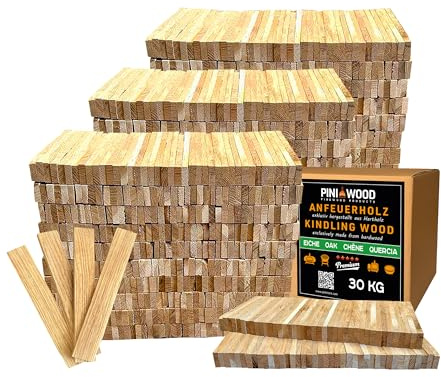 PINI Brennholz Anzünder aus Eichenholz 30 kg Anmachholz für Kamin Grill Lagerfeuer Feuerschale