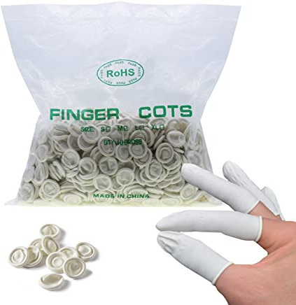 Aimeke 1000 Stück Fingerlinge Latex Finger Natur Antistatische Handschuhe Fingerschutz Security Rutschfest Einweg Fingerkuppenschutz Universal M
