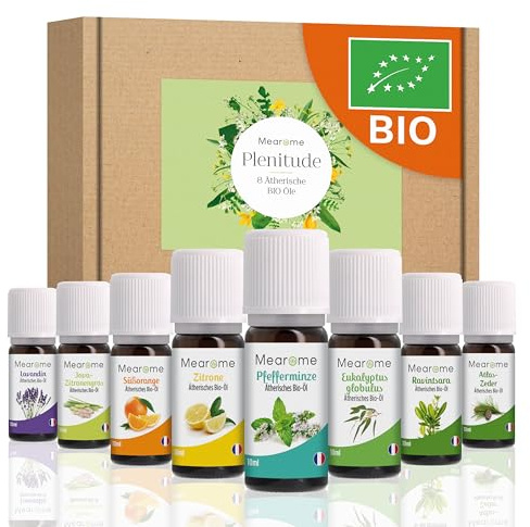 ÄTHERISCHE ÖLE SET BIO-Zertifiziert Duftöl Pur 100% Naturrein, Aroma Diffuser Ravintsara Lavendin Pfefferminzöl Zitrone Eukalyptusöl Süßorangenöl Aromatherapie Geschenk Idee Massageöle Geschenkset