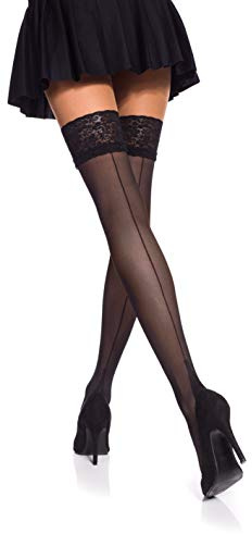 Romartex 20 Denier Halterstrümpfe mit Rückennaht, 6 Farben, Größen S XL, XL, schwarz