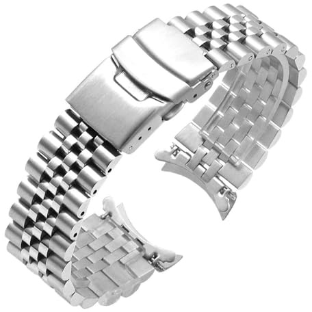 Juntan 22mm Edelstahl Uhrenarmband Gebogene Enden Konisch Flexibles Metall Uhrenarmbänder Armband Silber Schwarz Ersatzarmband Faltschließe