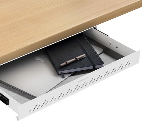 Desktronic Schreibtisch-Organizer, Untertisch-Aufbewahrungsbox, Schreibtisch für Büro Schule Homeoffice Schreibwaren, Metallschublade, Versteckte Schubladenbox (Weiß)
