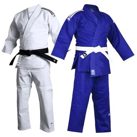 adidas Judo-Gi-Uniform-Anzug, 500 g, perfekt für Training, strapazierfähige Polycotton-Uniform, Werfen, Sparing, Praxis, Kampf, Größen 130–200 cm, für Männer, Frauen, Kinder.