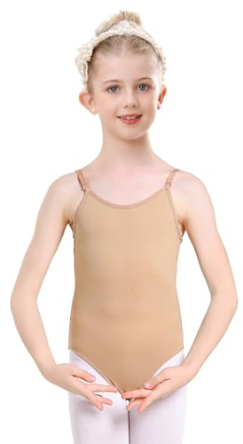 Kefiyis Turnanzug Mädchen Ballett Trikot Damen Nude Ballettanzug Tanzbody Nahtlose Unterwäsche für Ballettkleidung Tanzkleidung mit Verstellbaren Trägern