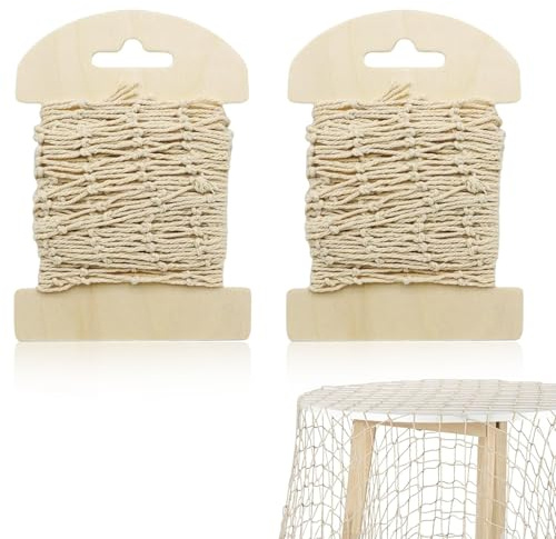 SZSMW 2 Fischernetz Deko - Deko Maritim - Deko Fischernetz - Ideal FüR Die Dekoration Von Wohnzimmern,BüRos und Freunden,Die Ihr Neues Zuhause Dekorieren,Es Ist Ein Gutes Geschenk(13cm*1m)