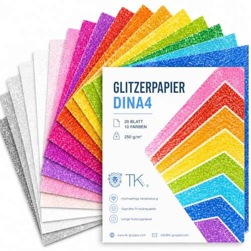 50x Blatt Glitzerpapier zum Basteln - Glitterpapier 300 g/m² - Glitzer Papier - Basteln & Gestalten (50 Glitzerpapier)