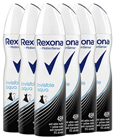 Rexona Women Anti Transpirant Spray Invisible Aqua Deospray mit 48 Stunden Schutz gegen Körpergeruch und Achselnässe mit Anti-Transpirant-Technologie 6x 150 ml