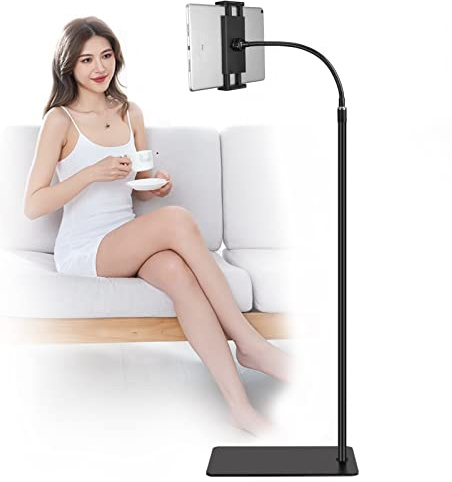 Tablet-Bodenständer mit doppelter Gewichtsbasis, 360 Grad drehbar, Metallhalterung für iPad Mini Air Pro, alle Handys, iPhone und Tablet, 11,4–32,8 cm (4,5 - 12,9 Zoll)
