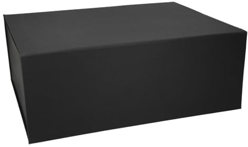 ideas in boxes Premium Geschenkbox mit Deckel, faltbar, Geschenkkarton, Magnetbox, Geschenkverpackung für Weihnachten & Geburtstag, Magnetfaltbox, Schwarz matt Naturpapier, 40x30x15cm