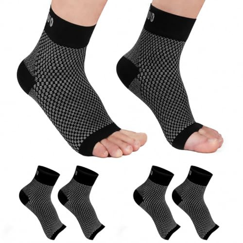 CAMBIVO Sprunggelenkbandage 2 Paar, Knöchelbandage, Bandage Fußgelenk, Achillessehne Bandage gegen Fersensporn, Plantarfasciitis, Verstauchung, Fußbandage für Sport, Fitness, Alltag