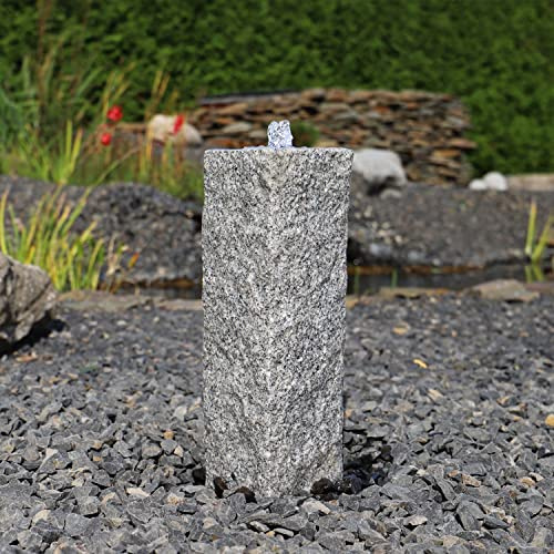 CLGarden Quellsteinbrunnen GS50 Granit Stein Gartenbrunnen Garten Säulenbrunnen Komplettset außen mit LED Beleuchtung