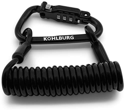 KOHLBURG 5mm starkes & kleines Zahlenschloss für die Tasche - sicheres Kabelschloss 145cm lang als Skischloss & Snowboardschloss - gut geeignet als Schloss für als Kinderwagenschloss & Helmschloss