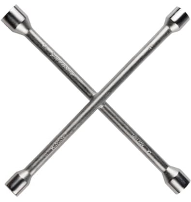 DUNLOP Wagenkreuz – Kreuzschlüssel Auto passend für die Abmessungen 17–19–21–23 mm – Radkreuzschlüssel PKW – Radkreuz PKW – Auto-Werkzeug – Kreuzschlüsse für Felgen – 27 x 27 cm – Stahl – Silber