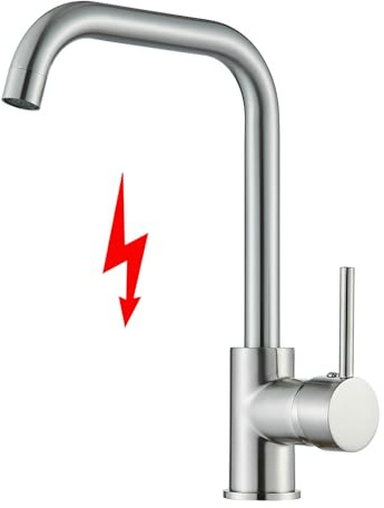 Onyzpily Niederdruck Armatur Küche, Wasserhahn mit 3 Anschluessen fuer boiler, Niederdruck Armatur Mischbatterie Küche Niederdruckarmatur 360° Drehbar (Gebürstet)