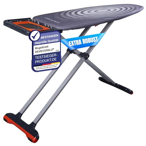 DEVECIOĞLU Bügelbrett 127x46cm - XL Bügeltisch für Dampfbügelstation, Bügelbrett Groß, klappbarer Bügeltisch, höhenverstellbar, Ironing Board, (MM123)