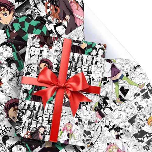 UBBY 5 Stück Demon Geschenkpapier 51 x 75cm Kraftpapier Geschenkpapierbögen | UBBY 5 Stück Demon Geschenkpapier 51 x 75 cm, Kraftpapier Geschenkpapierbögen für Kindergeburtstag, Party, Geschenke (Grau)