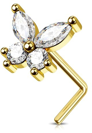 Jewseen L-Shaped nase Schmuck G23 Titan Piercing CZ Schraube für Frauen Männer