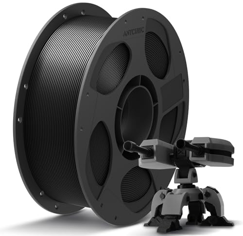 ANYCUBIC PLA+ Filament 1.75mm, PLA Plus, Maßgenauigkeit +/-0,02mm, Hohe Zähigkeit und Präzision -3D-Druckmaterialien, Intelligente Identifikation,1KG Schwarz