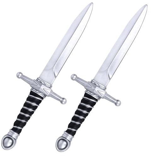 Amlisia 2 Packs Spielzeug Schwert, gefälschte Schwert Dolch Spielzeug Schaumstoff römischen Ritter für Spiel Assassinen Kostüm für Kinder Jungen für Karneval Halloween Cospaly