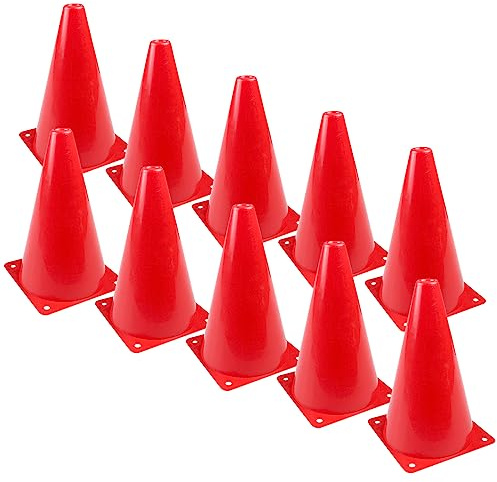 Fousenuk 10 Stück Markierungskegel 18cm, Hütchen Kinder Pylonen, Verkehrshütchen, Multifunktionskegel, Fußballtraining Kegel, Leitkegel, Markierkegel für Fußball, Sport, Reitsport & Hund Training