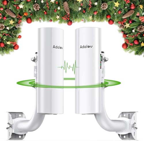 AdaLov Gigabit WLAN-Bridge Outdoor CPE366, 5.8GHz Point-to-Point Wireless Bridge mit Halterung, 3KM Punkt-zu-Punkt-Netzwerk für Überwachungskamera/Garage/Scheune/Gerätehaus, IP65 Wasserdicht, 24V PoE