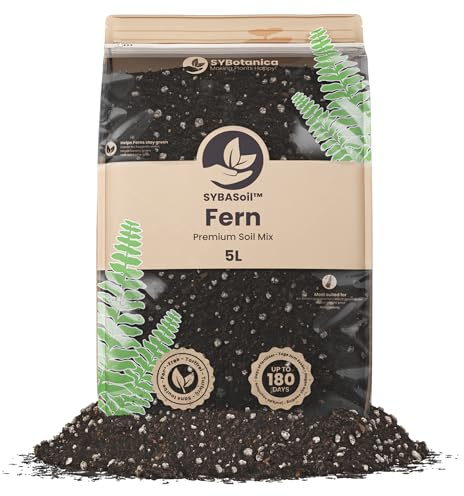 Sybotanica - Farn-Erde 5 L – Premium Coco Blumenerde für Farn, Hedera & mehr, Torffrei & 180 Tage Bio-Dünger – Für Zimmerpflanzen-Liebhaber