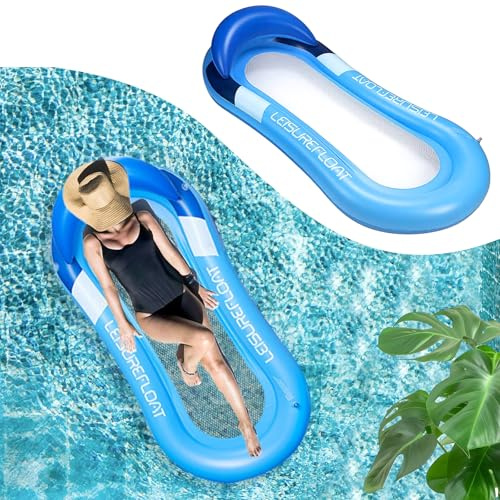 Aufblasbare Wasserhängematte, Aufblasbare Schwimmbett mit Mesh, Floating Lounge Stuhl, Luftmatratze Pool Wasser Erwachsene, Pool Hängematte, Wasser Bettfür für Strand, See, Partys