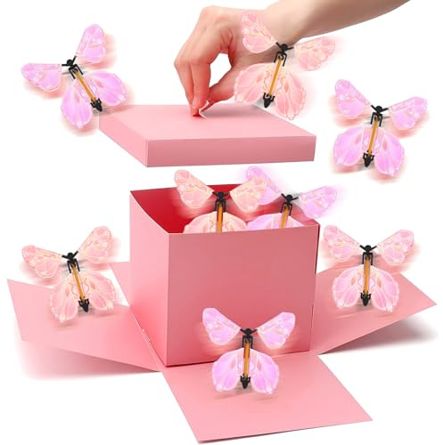 Schmetterling Explosion überraschungsbox Explosion Geschenkbox Fliegende Schmetterlinge Überraschungsbox DIY Geschenkverpackung Surprise Box für Valentinstag Geburtstag Weihnachten Muttertag