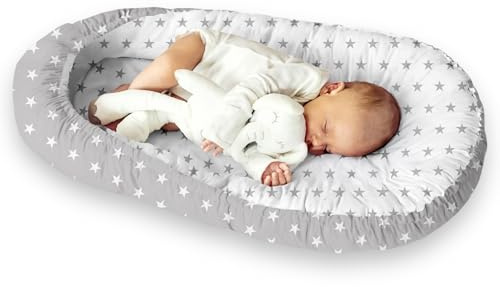 Babynestchen Babynest Kokon Reisebett Kuschelnest Babykokon Kokon, Grau/Sterne