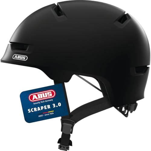 ABUS Stadthelm Scraper 3.0 - Robuster Hartschalen-Fahrradhelm für den Stadtverkehr - für Damen und Herren - Schwarz Matt, Größe M​