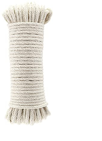 Amazon Basics Geflochtenes Seil aus natürlicher Baumwolle, Allzweck, Wäscheleine - 4,5 mm x 15 m (3/16 Zoll x 50 Fuß), Cremefarben