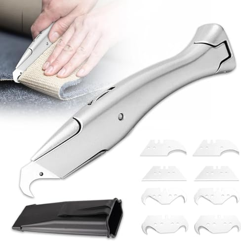 Zamety Teppichmesser Hakenklinge Set, Hakenmesser Cuttermesser | Universalmesser mit Trapezklinge, Hakenklingen mit Kunststoffköcher, für das Schneiden von PVC-Bodenbelägen