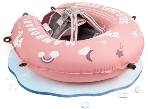 HECCEI Premium Schwimmring Baby, Mambobaby Autom Aufblasbare Baby Schwimmhilfe Kompaktes Faltbares Design Schwimmreifen Perfekter Schwimmtrainer für Kinder von 3 bis 24 Monaten