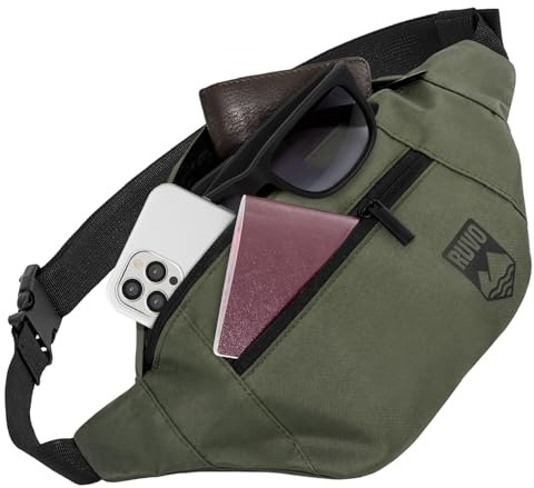 RUVO® Bauchtasche Herren und Damen | Diebstahlsichere Bauchtasche | Outdoor Gürteltasche Herren & Damen | für Reisen, Sport, Festival & alle Aktivitäten geeignet