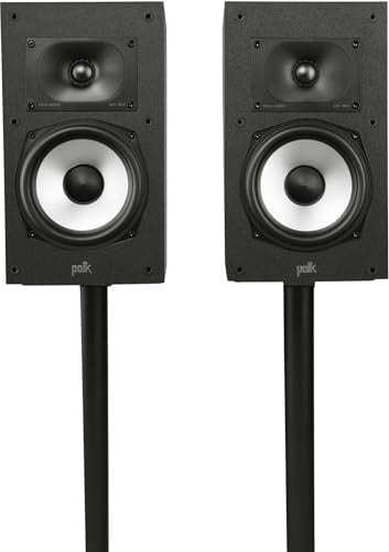 Polk Audio Monitor XT20 Regallautsprecher, Stereolautsprecher, Surround Lautsprecher, Hi-Res Zertifiziert, Dolby Atmos und DTS:X kompatibel (Paar) - Schwarz