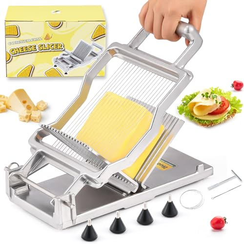 Huanyu Gewerblicher Käseschneider mit 0,5 cm Schneidebrett Edelstahl-Käseschneider mit Draht Multifunktionaler Drahtschneider für Käse, Butter und Frühstücksfleisch