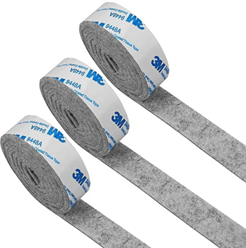 SIOPPKIK Filzgleiter Selbstklebend, 3 Rollen Selbstklebendes Filz für Möbel (100cm * 2cm) Schneiden Sie Jede Form, Stark Klebendes Gleitmatten Band, für Stühle, Bodenschutz, Grau