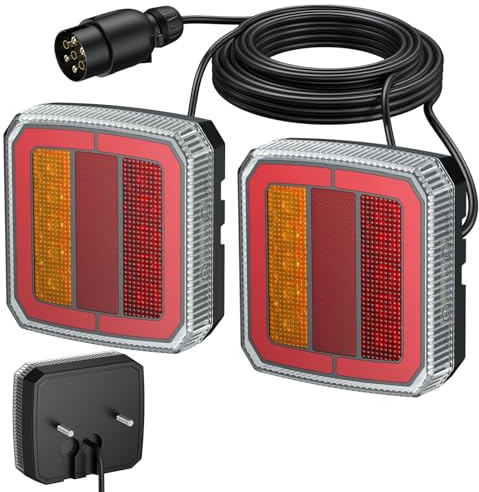AUTOUTLET LED Anhänger Rückleuchten, 12-30V 40 LED Universal Rückleuchten Set Anhänger mit 7,35M Kabel, 7-polig PKW LKW Beleuchtung Wasserdichte IP65 & E57 E9 Mark für Caravan Vans - Schraube-Montage