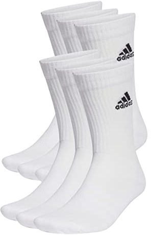 adidas Unisex Cushioned Sportswear Crew Socks 6 Pairs, White / Black, 40-42