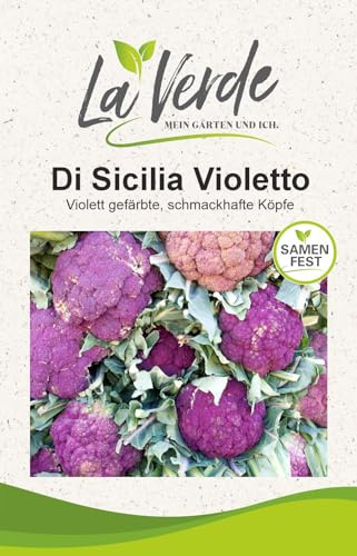 La Verde MEIN GARTEN UND ICH. Di Sicilia Violetto Blumenkohl Samen für ca. 60 Pflanzen, violetter Blumenkohl, dekorativ und aromatisch, samenfestes Saatgut ohne Gentechnik