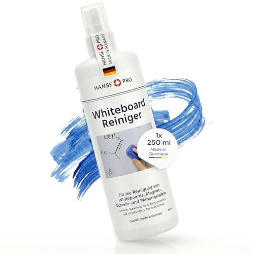 HANSE PRO Whiteboardreiniger, 1 x 250 ml I Cleaner I Löscher I Zubehör I Tafel-Reiniger I Flipchart I Spray I Reinigung und Pflege I in praktischer Pump-Spray-Flasche