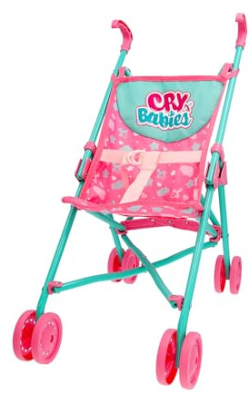 CRY BABIES Buggy | Puppenwagen mit Sicherheitsgurt, leicht faltbar, klappbar; Puppenzubehör für 30cm Puppen geeignet | Perfekte Spielzeug für Kinder ab 3 Jahren, Talla unica