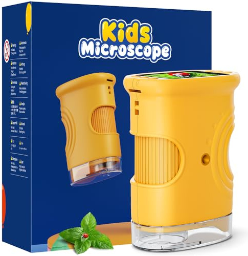 Mikroskop für Kinder, Temodu 2.0" Bildschirm, 1000X USB Tragbares Taschenmikroskop, Wiederaufladbares Tragbares Mikroskop, Mikroskope Anschluss an PC, Science draussen ab 3 Jahren