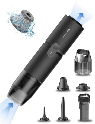 HOTO Autostaubsauger, 15000Pa Saugleistung, 4-in-1 Akku-Handstaubsauger Auto mit Waschbarem Filter, Mini-Luftgebläsepumpe, Tragbar Handstaubsauger für Auto, Bürotisch, Tastaturen, Kaffeemaschinen