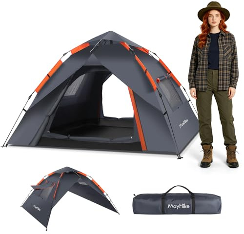 Camping Zelt 2 Personen Wurfzelt – Automatik Pop Up Zelt wasserdicht 3000mm mit 2 Türen und 2 Fenster, atmungsaktiv & luftdurchlässig, schnell aufbaubar für Camping, Strand & Festival (2.3×2.3×1.35m)