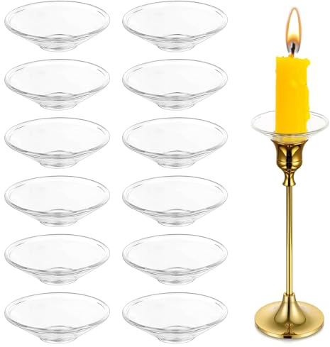 Tropfenfänger Für Kerzen, 12 Stück Gläser Kerzen Tropfenfänger, Klar Kerze Tropfschutz, 22mm Innendurchmesser Kerzenhalter Tropfschutz Kerzentropfschutz Für Stabkerzenhalter Rund Kerzenständer