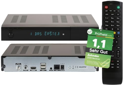 [Test SEHR GUT, Note 1.1] Zehnder 4K UHD Sat Receiver HX 2500 mit PVR Aufnahmefunktion VFD Display & Internetradio, Digital Sat-Receiver für Satellitenschüssel Satelliten TV Fernseher, HD-Receiver