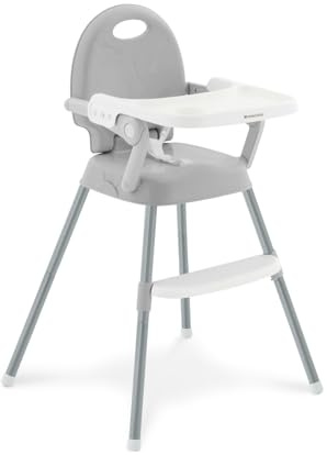 KikkaBoo Spoony, Hochstuhl Baby – Höhenverstellbar, Klappbar, Evolutiv, 3in1 Kindersitz bis 36 Monate mit Abnehmbarem Tablett, Kinderhochstuhl, Grau